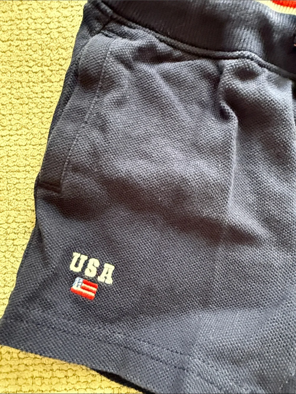 Janie and Jack Navy Shorts with Red & White Waistband Trim